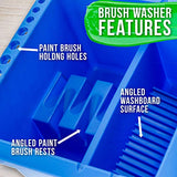 U.S. Art Supply 12 Hole Multi-Function Plastic Brush Washer, Cleaner and Holder with Palette Lid - Clean, Dry, Rest, Store, Hold Artist Paint Brushes U.S. Art Supply