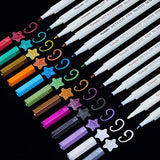YUANCHENG Metallic Marker Pens, Set of 12 Colors Fine Point Metallic Marker Pens for Black Paper, Rock Painting, Easter Egg, Halloween Pumpkin, Card YUANCHENG