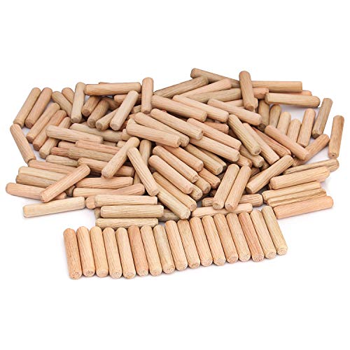 ZOENHOU 1000 PCS 6mm x 1 1/2‘’ Wooden Dowel Pins, Straight Dowel Rods Made of Hard Wood, Fluted Wood Dowel Plugs with Beveled Ends Tapered for Easy ZOENHOU