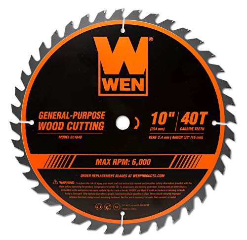 WEN BL1040 10-Inch 40-Tooth Carbide-Tipped Professional Woodworking Saw Blade for Miter Saws and Table Saws - WoodArtSupply