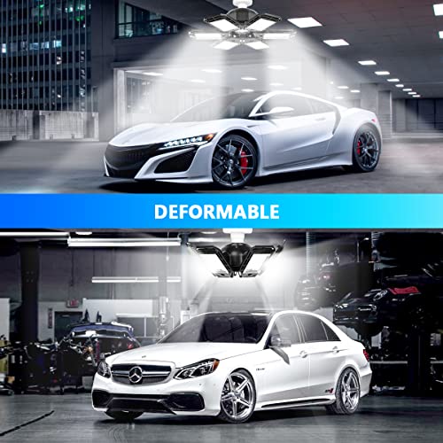 2 Pack LED Garage Lights 180W Deformable 18000LM Close to Ceiling Light Fixtures E26 E27 Screw-in Six Leaf Glow Lighting, Ultra Bright LED Shop Light Luyata