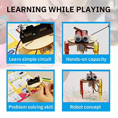 Giggleway DIY Wood Stem Robot Building Kits, Electric Motor Woodworking Project Science Kits for Kids, Hands on STEM Learning Project Kits, 3D