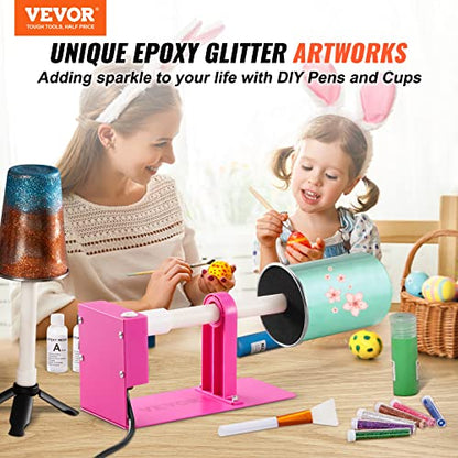 VEVOR Cup Turner for Crafts Tumbler, Tumbler Turner DIY Glitter Epoxy Resin Tumblers, Epoxy Pen Turner Attachment with Silent UL Motor Two-Way - WoodArtSupply