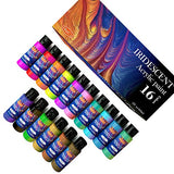 Iridescent Acrylic Paint, Set of 16 Chameleon Colors 60ml 2 OZ Bottles, High Viscosity Shimmer Paint, Non-Toxic and Fade-Resistant for Artists, HissiCo