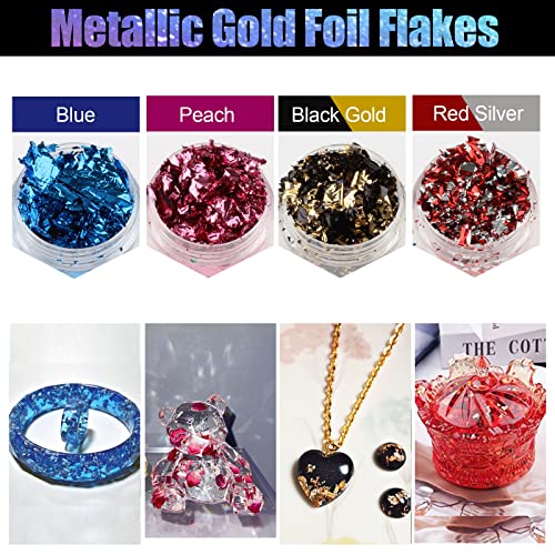 Gold Flakes for Resin, 30 Colors Metallic Foil Flakes, Colored Gilding Flakes Craft Foil with Tweezers for Resin, Nail Art, Jewelry Making, Candle - WoodArtSupply