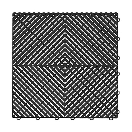 Swisstrax Garage Floor Tiles Ribtrax PRO, 15.75 x 15.75-Inch, Jet Black, 24 Piece Set Swisstrax