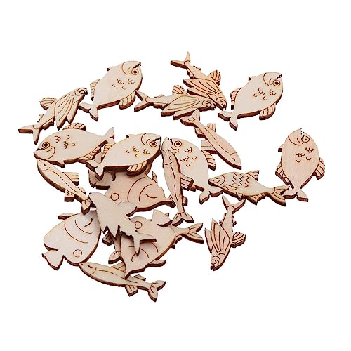 Wedding Decor 20pcs Wood Pieces Sea Animals Wood DIY Crafts Cutouts Wooden Ocean Animals Slices Embellishments for Art Crafts Fish Sewroro
