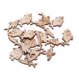 Wedding Decor 20pcs Wood Pieces Sea Animals Wood DIY Crafts Cutouts Wooden Ocean Animals Slices Embellishments for Art Crafts Fish Sewroro