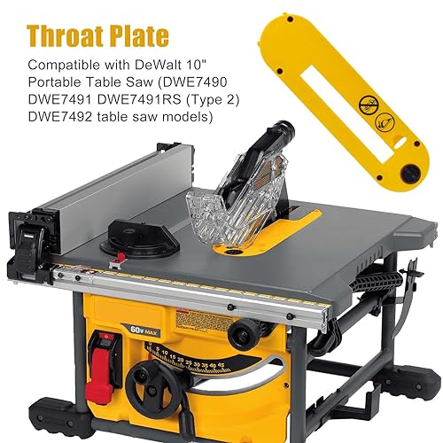 DWE7402DI Dado ThroatPlate for 10-Inch Portable Table Saw Compatible with DeWalt 10"Table Saw DWE7490 DWE7491 DWE7491RS DWE7492