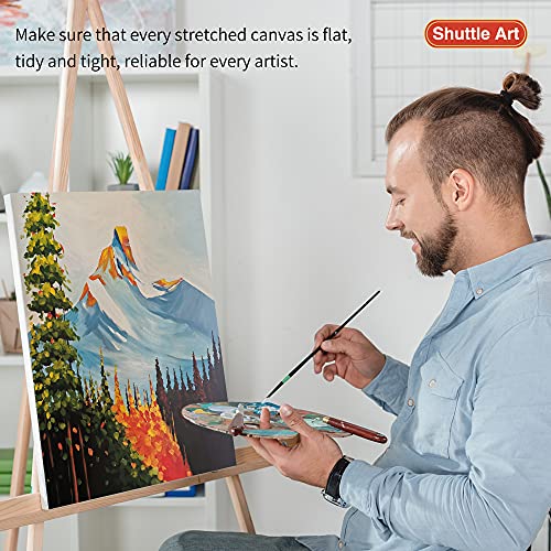 Shuttle Art Stretched Canvas and Acrylic Paint Bundle, Art Painting Supplies Set for 50 Colors Acrylic Paint Bottles (60ml/2oz) & 12 Pack Painting Shuttle Art