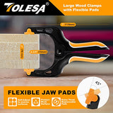 TOLESA Heavy Duty Spring Clamps 7 Inch - 4PCS Large Wood Clamps with Powerful Clamping Force 30 Lbs - Deep Throat Clamps for Woodworking Wood Gluing TOLESA