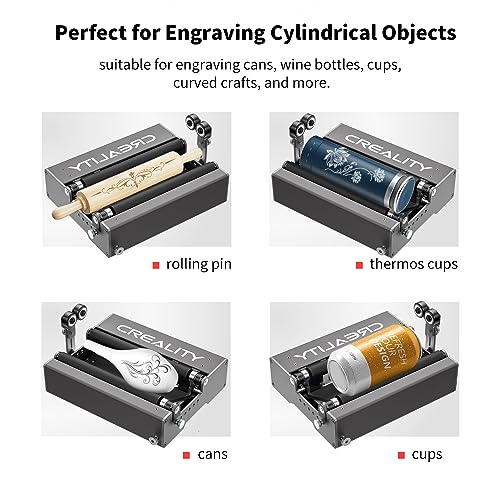 Creality Official Laser Rotary Roller, 360° Laser Engraver Y-axis Rotary Module for Engraving Cylindrical Objects, 7 Adjustment Diameters 5mm to Creality