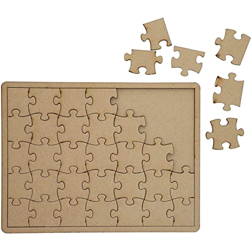 3 Pack Blank Jigsaw Puzzles Wooden Canvas to Draw On Bulk – Make Your Own 10 x 7 Inch for DIY Arts and Crafts, 35 Pieces Each Bright Creations