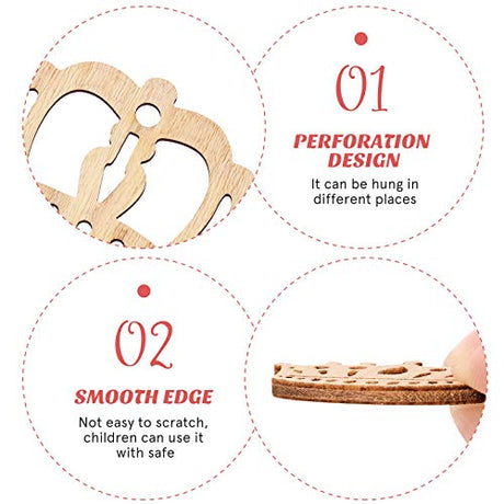 Amosfun 50pcs Cartoon Hollow Out Crown Shape Wooden Pieces Cutouts Craft Embellishments Wood Ornament Manual Accessories for DIY Art Amosfun