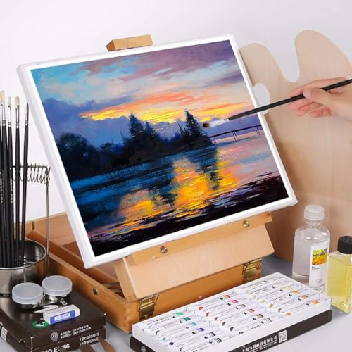 Louise Maelys Tabletop Easel Beechwood Art Easel for Painting Canvases Table Easel Stand for Painters Painting by Numbers, Students Beginners Artist Louise Maelys