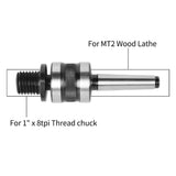 Woodworking Live Tailstock Chuck Adapter to 1" x 8tpi Thread with #2 Morse Taper Mount - WoodArtSupply