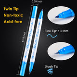 Sunshilor Dual Tip Metallic Marker Pens, Brush and Fine Point Pens for Black Paper, Rock Painting, Easter Egg, Halloween Pumpkin, Card Making, Metal, Sunshilor