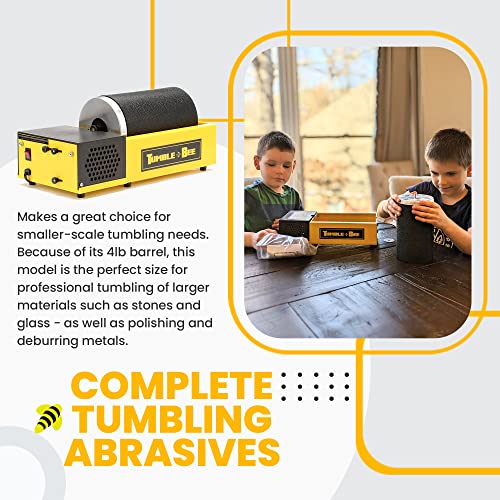 Tumble-Bee Rock Tumbler - Rotary Rock Tumbler for Polishing Stones, Rocks, Glass and Metals - Polishing Tool for Adults & Kids, Model TB-14, 1X4LB Tumble-Bee
