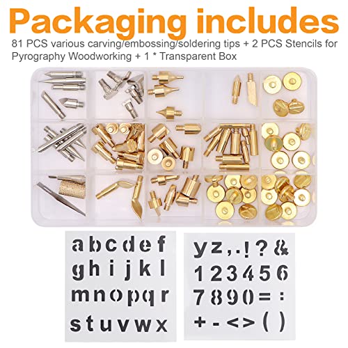 28pcs Embossing Copper Letter Wood Burning Tip Kit Carving Craft Hand Tool  DIY Alphabet Branding Easy Install Template Round