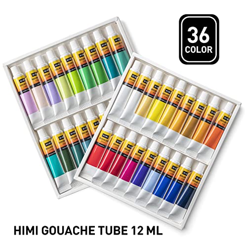HIMI Gouache Paint Tubes Set, 36 Colors, 12ml, 0.4 US fl oz Tubes,Gouache  Paint, Use for Canvas and Paper, Art Supplies for Professionals,  Students，Beginner and Artist – WoodArtSupply