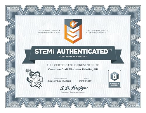 COASTLINE CRAFT Dinosaur Painting Kit for Kids w/Dino Trivia- Dinosaur Crafts for Kids Ages 3-5 + w/ 2T-Rex, Velociraptor, Stegosaurus & More COASTLINE CRAFT