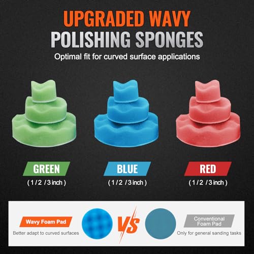 VEVOR Mini Air Sander, 1"/2"/3" Random Orbital Air Sander, 15000r/min Pneumatic Sander Polisher for Auto Body Work, 58PCS Air Powered Sander Kit with VEVOR