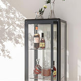 Ryoko Glass Display Cabinet with Adjustable 3-Shelf Shelves, Lock and Door, Dust-Proof, LED Light, Curio Cabinets Lego Display Case for Living Room Ryoko