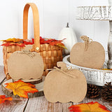 Whaline 6Pcs Fall Pumpkin Wooden Cutouts with Ropes Unfinished Pumpkin Shaped Table Wooden Signs for Fall Thanksgiving Halloween Tiered Tray Home Whaline