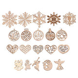 PartyKindom 4PCS Christmas Cutout Wood Chips Unfinished Christmas Crafts Christmas Hanging Cutouts Wood Cutout Xmas Wooden Ornament Wooden Snowflake PartyKindom