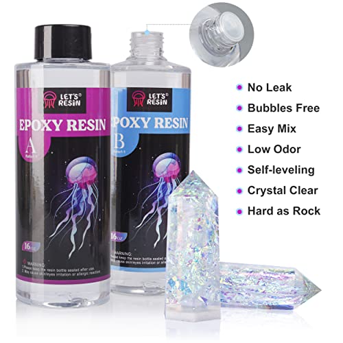 LET'S RESIN 2 Part Clear Epoxy Resin, 44OZ Crystal Clear Epoxy Resin for  Crafts, Fast Cure Resin for Coating,Table Top,Jewelry,Tumbler,Paintings,  Arts