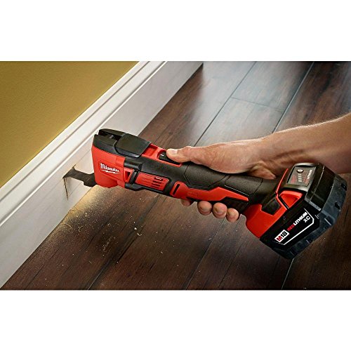 Milwaukee 2626-20 M18 18V Lithium Ion Cordless 18,000 OPM Orbiting Multi Tool with Woodcutting Blades and Sanding Pad with Sheets Included (Battery Milwaukee