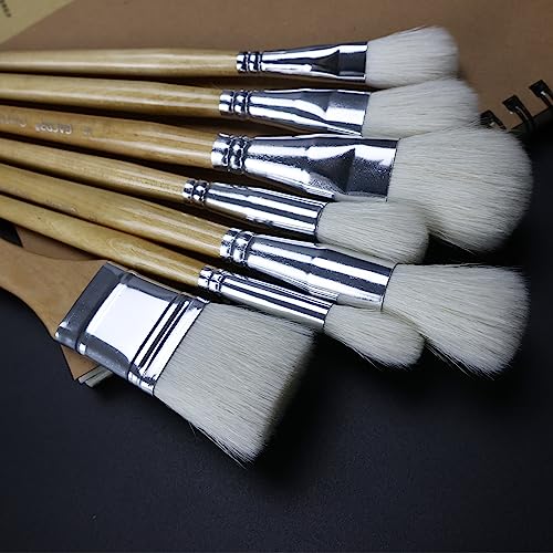 GACDR Gilding Brush Set, 7 Pieces Versatile Goat Hair Blending Mop Brushes for Acrylic Painting Wartercolor Foil Gold Leaf Flakes Sheets GACDR