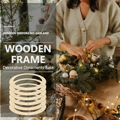 SEWACC 6pcs Wreath Form Rack Craft Floral Ring Floral Hoop Centerpiece Xmas Wreath Frame Wooden Wreath Frame Unfinished Round Metal Hoop Christmas