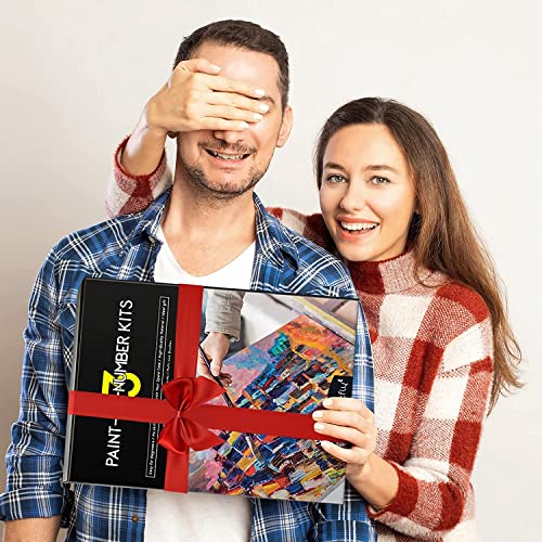 Magicfly 3 Pack Paint by Number for Adults Beginner, Moon Lake Landscape DIY Painting by Number Kit, Easy Acrylic Paint by Numbers on Canvas, 9x12 Magicfly