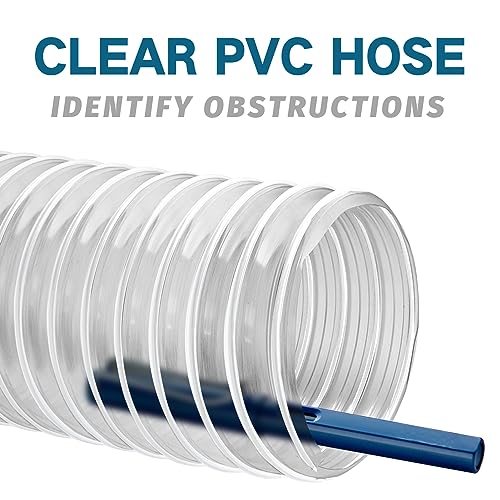 2-1/2" x 10' Heavy PVC Dust Collection Hose, Puncture Resistant PVC Dust Collection Hose, Flexible Clear PVC Fume Collection Hose with Carbon Steel Qucship