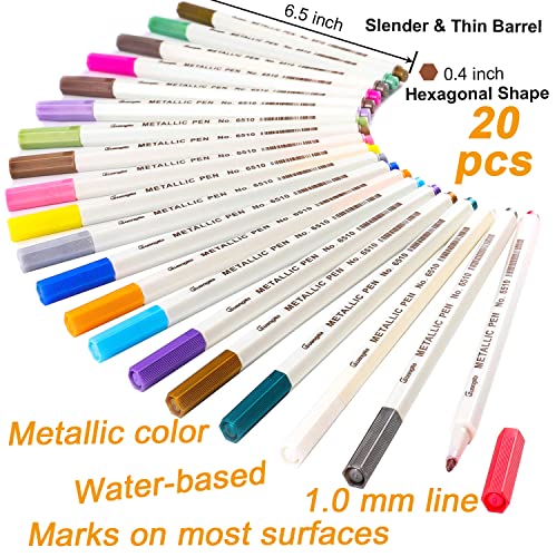 Sunshilor Metallic Markers Fine Point Metallic Marker Pens for Black Paper, Art Rock Painting, Easter Egg, Halloween Pumpkin, Card Making, Metal, - WoodArtSupply