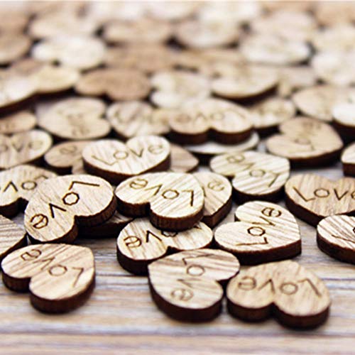 LIOOBO 500Pcs Wood Crafts Wooden Crafts Wooden Hearts Love Wooden Buttons 100pcs Bamboo