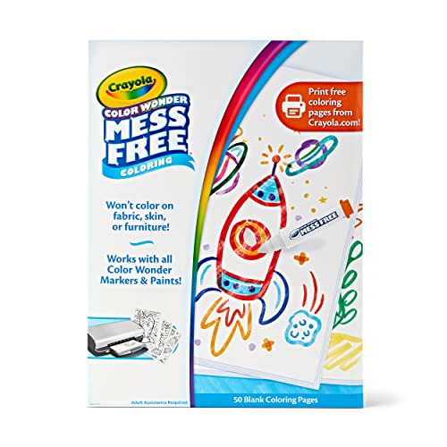 Crayola Color Wonder Mess Free Coloring, Blank Coloring Pages, 50 Count, Printable Page Refill Set Crayola