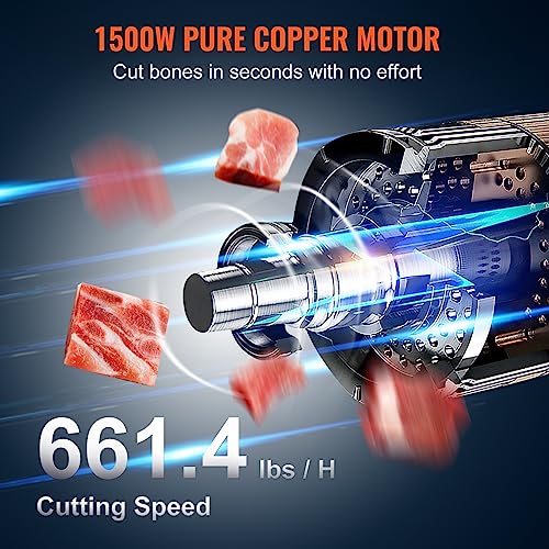 VEVOR Commercial Electric Meat Bandsaw, 1500W Stainless Steel Vertical Bone Sawing Machine, Workbeach 19.3" x 15", 0.16-7.9 Inch Cutting Thickness, VEVOR