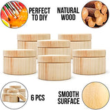 Mini Wooden Round Boxes with Lid 3''x2'' Set 6 pcs - Blank Storage Wood Craft Box Unpainted Unfinished DIY - Small Circle Boxes Crafts to Paint AEVVV