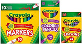 Crayola Classic Bundle: 3 Items - Crayons (24 Count), Broad Line Markers (10 Count), Colored Pencils (12 Count) Crayola