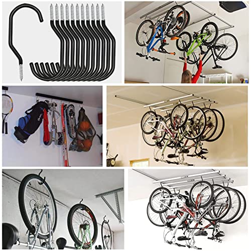 Menecor 12PCS Heavy Duty Bike Storage Hooks Bicycle Wall Mounted Hooks Large Screw Hooks for Wall,Ceiling Menecor