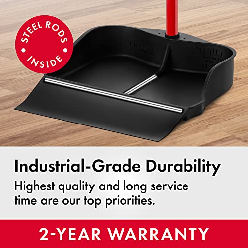 Tyroler Multi-Purpose Extra Large 100% Rubber Dustpan for Dry & Wet Floor Cleaning Indoor and Outdoor | New 105cm Long Aluminum Anti-Rust Handle | Tyroler Bright Tools