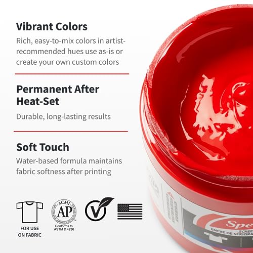Speedball Fabric Screen Printing Ink Starter Set, 6-Colors, 4-Ounce for T-Shirt and Silkscreen Printmaking Speedball