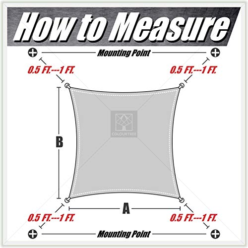 ColourTree 12' x 20' Beige Sun Shade Sail Rectangle Canopy Fabric Cloth Screen, Water Permeable & UV Block UPF50, Heavy Duty, Carport Patio Outdoor - ColourTree