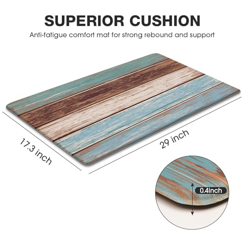 MAYHMYO Kitchen Rug Anti Fatigue Kitchen Mat Cushioned Farmhouse Kitchen Rugs Non Skid Waterproof Kitchen Rugs and Mats Retro Rustic Wood Texture MAYHMYO