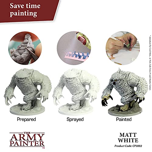 The Army Painter Color Primer Spray Paint, Matt White, 400ml, 13.5oz - Acrylic Spray Undercoat for Miniature Painting- Spray Primer for Plastic The Army Painter