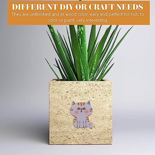 ibasenice 100pcs Wood Cat Cutouts Unfinished Wood Cat Shape Cutouts Blank Wood Cat Lover Pet Animal Door Hanger Wood Cat Ornament Slices for DIY ibasenice