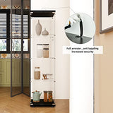 FLYMUHJIA Curio Cabinet Glass Display Case for Collectibles with Door, 4 Display Shelves Showcase, 64.2”Hx16.9''Lx 14.6''W Black FLYMUHJIA