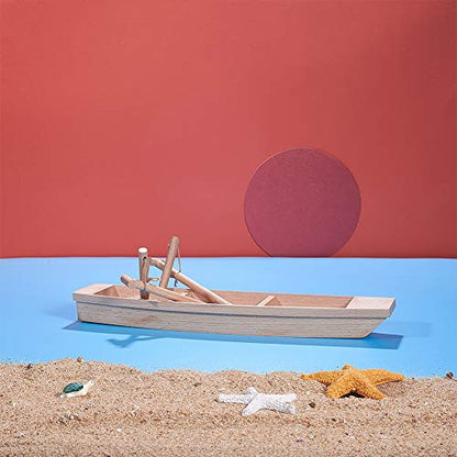 GORGECRAFT 11.6 Inch Large Wooden Boat Unfinished Natural Canoe Wood Craft Project Nautical Fishing Boat Model Ocean Landscape Ornamnets Sailboat - WoodArtSupply